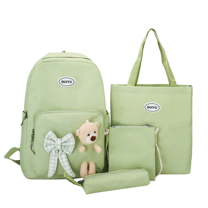 Green 4 Pcs Set Backpack for Girls 2021