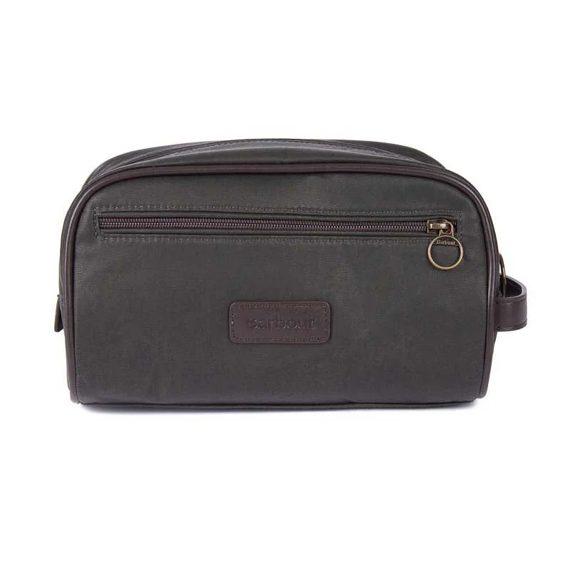 Barbour Wax Washbag - Olive/Brown