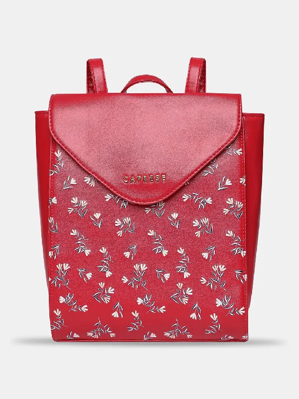 Caprese Merida Backpack Large Printed Women's Bag Red