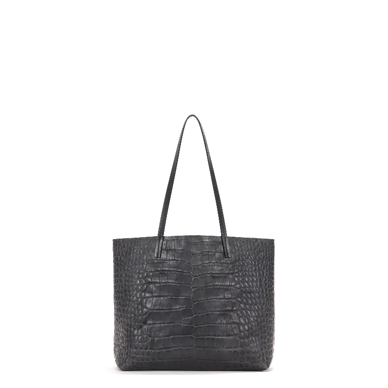 ESSENTIAL TOTE SMOKY BLACK EMBOSSED GATOR