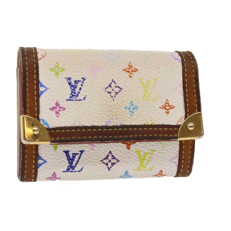 LOUIS VUITTON Monogram Multicolor Porte Monnaie Plat White M92657 LV Auth bs7067