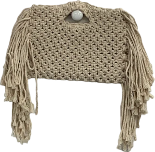 Boohoo Beige Crochet Fringe Bag One Size